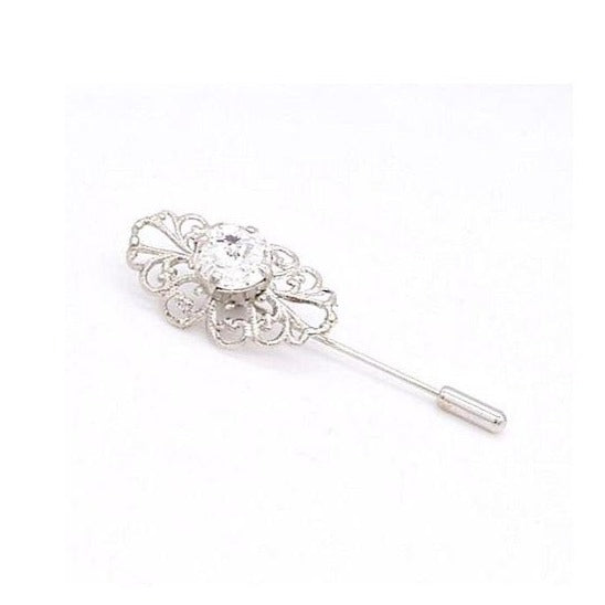 Spilla Per Cravatta Con Cristalli - Placcata Argento, Made In Italy, Per Sposo O Cerimonie - Foto 2